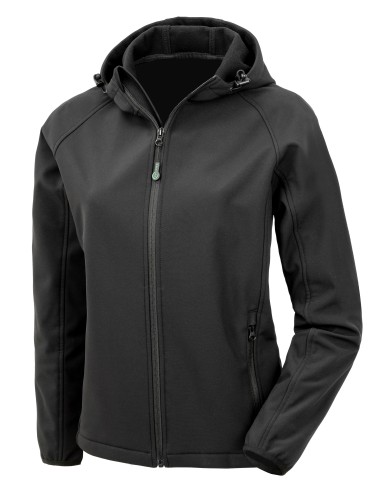 RES-R911F-Womens Recycled 3-Layer Printable Hooded Softshell Jacket